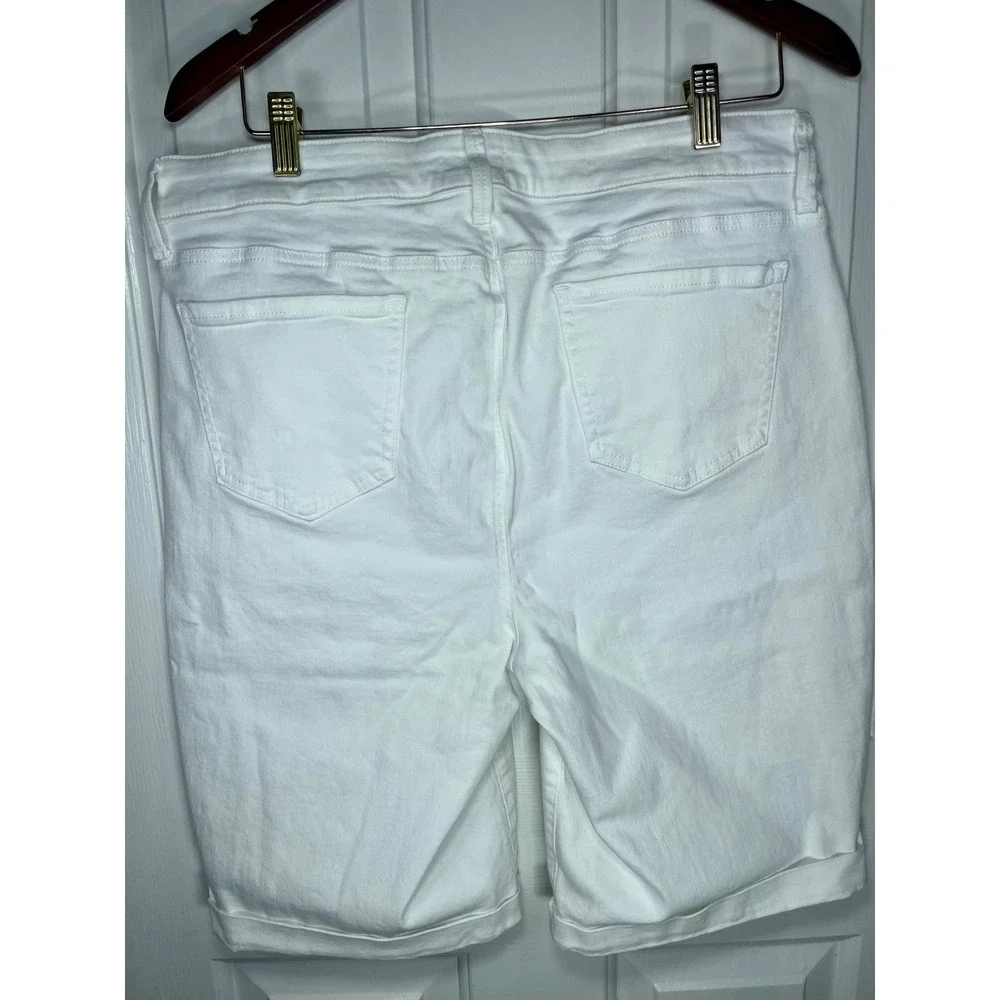 NYDJ Briella Shorts Womens 16 White Roll Cuff High Rise Lift Tuck Denim